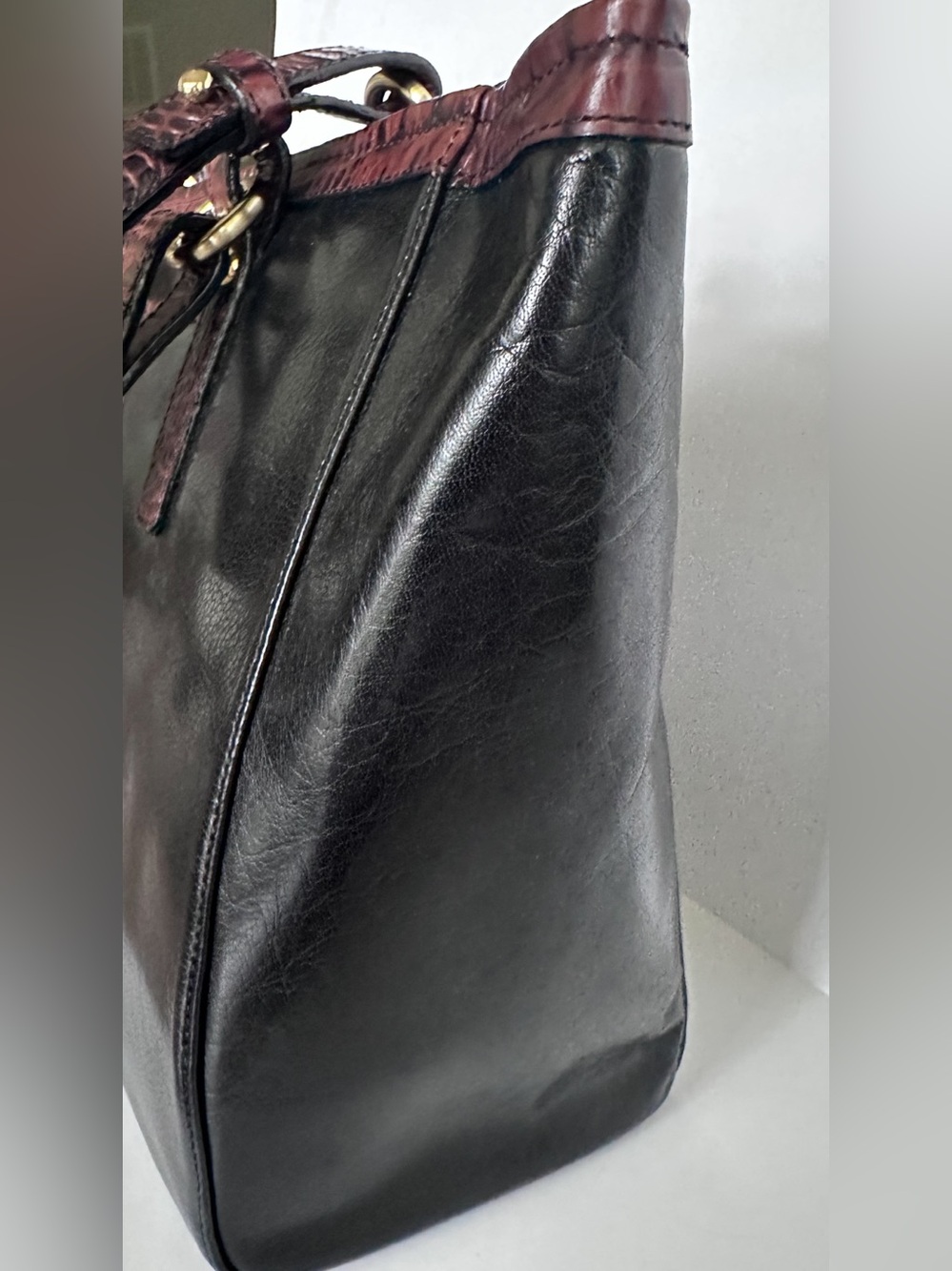 Brahmin Medium Arno Tote - Tuscan Black Leather with Brown Croc Trim | NWT - Picture 5 of 12